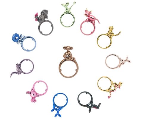 Lauren X Khoo Chinese Zodiac Jeff Koons Balloon Animal-Inspired Gold Rings Plated in Colored Carbon Kids Gold Jewellery, Latest Gold Ring Designs, Art Rings, Tiny Jewelry, Year Of The Monkey, Ring Plate, Online Gold Jewellery, Art Ring, Jeff Koons