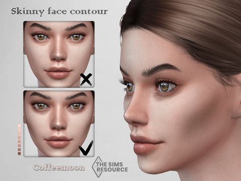 The Sims Resource - Skinny face countour (Tattoo) Contour Tattoo, Spray Tattoo, Glossy Lips Makeup, Sunken Eyes, Sims 4 Tattoos, Face Contour, Cc Mods, Brow Styling, Sims 4 Game Mods