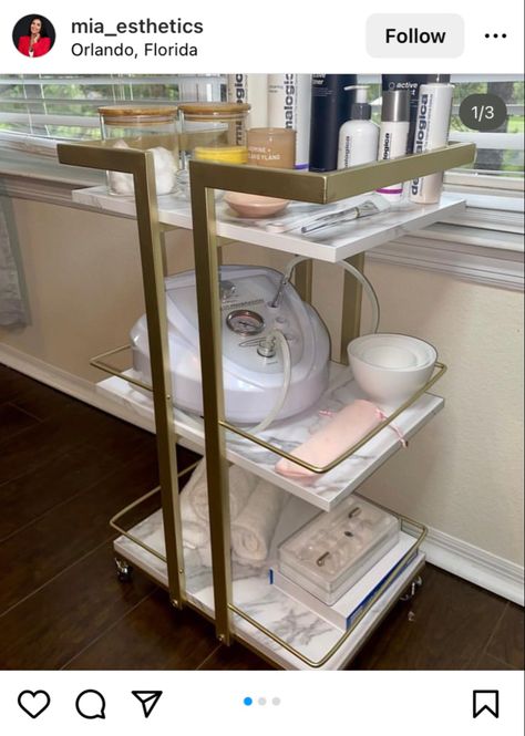 Esthetician Table, Facial Table Set Up, Wax Cart Setup, Esthetician Tray Setup, Facial Trolley Set Up, Lash Tech Trolley Set Up, Beauty Utility Cart, Home Beauty Room, Beauty Room Salon