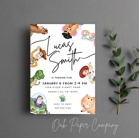 Toy Story Invitations, Talking Toys, Toy Story Theme, 2nd Birthday Party Themes, Toy Story Birthday Party, Watercolor Birthday, Birthday Toys, Birthday Party Invite, 2 Birthday