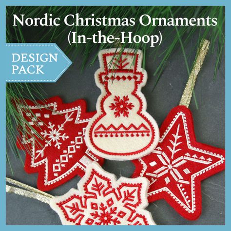 Nordic Christmas Ornaments, Swedish Christmas Decorations, Christmas Machine Embroidery Designs, Embroidering Machine, Scandinavian Embroidery, Norwegian Folk Art, Christmas Machine Embroidery, Christmas Craft Fair, Freestanding Lace Embroidery