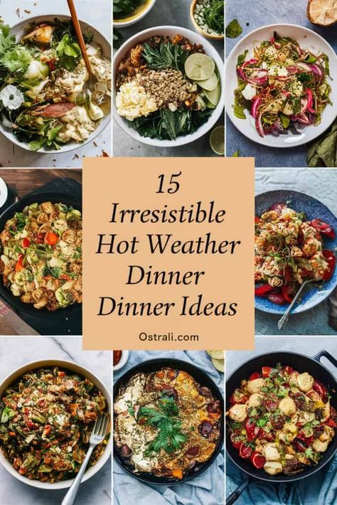 15 Irresistible Hot Weather Dinner Ideas to Beat the Heat Hot Weather Dinners, Hot Weather Recipes, Food For Hot Days, Hot Weather Dinner Ideas, Hot Day Dinners, Hot Weather Meals, Low Cal Dinner, Warm Weather Recipes, Caprese Salad Skewers