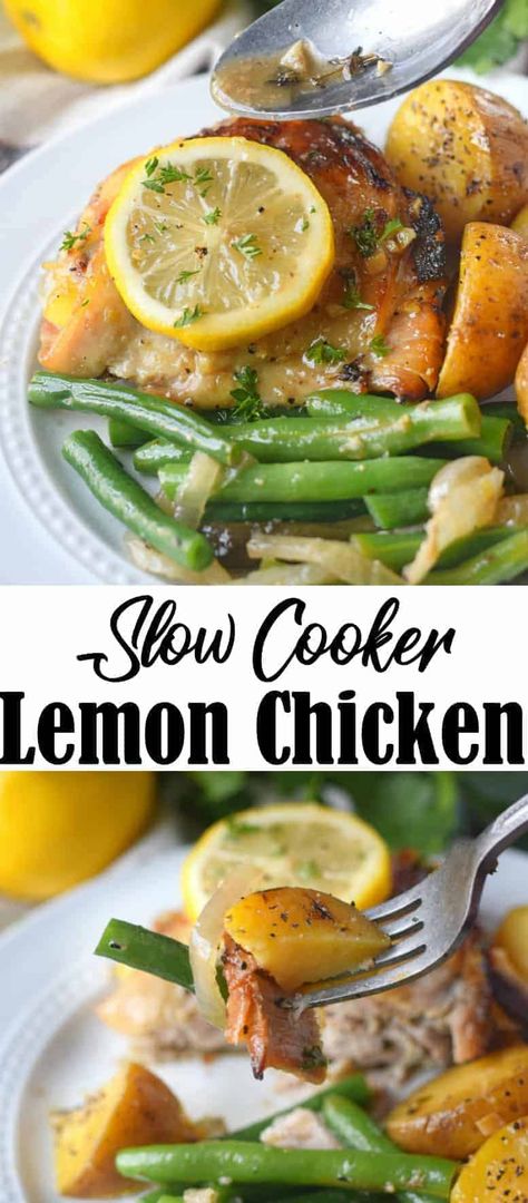 Lemon Honey Chicken, Beans Dinner, Slow Cooker Lemon Chicken, Beans In Crockpot, Crock Pot Potatoes, Easy Dinner Recipes Crockpot, Lemon Honey, Healthy Slow Cooker, Honey Chicken