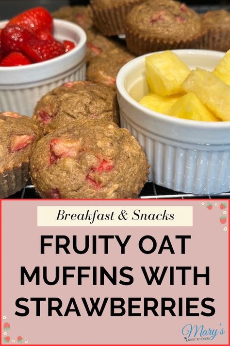 Gluten and dairy free muffins with banana, pears, and strawberries Berry Oat Muffins, Vegan Oat Muffins Healthy, Gf Strawberry Muffins, Strawberry Oat Muffins, Strawberry Oats Breakfast, Oat Muffins Healthy, Weight Watchers Vegetarian, Strawberry Gluten Free, Oat Muffins