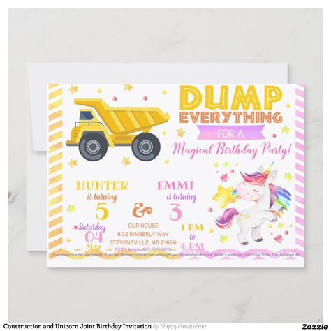 Create your own Invitation | Zazzle Bday Party Boy, 5 Birthday Party, Kids Bday Party Ideas, Sibling Birthday Parties, Combined Birthday Parties, Birthday Twins, Kids Birthday Party Themes, Bday Party Kids, Gift Party Ideas