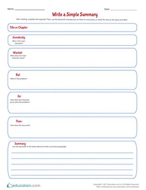 This reading worksheet helps students summarize a story using the Somebody-Wanted-But-So-Then framework. This simple graphic organizer can be used as an alternative to a reading log or it can be used with the lesson Simple Summaries. #educationdotcom Reading Summary Worksheet, Summary Worksheet, Fourth Grade Reading, Reading Summary, Fiction Text, Education Quotes Inspirational, Comprehension Skills, Elementary Activities, Comprehension Worksheets