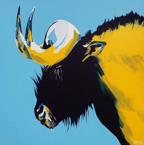 Art Bio, Buffalo Bison, Buffalo Print, Abstract Animal Art, Art Painting Gallery, Southwest Art, Aesthetic Painting, Limited Edition Art Print, Limited Edition Art