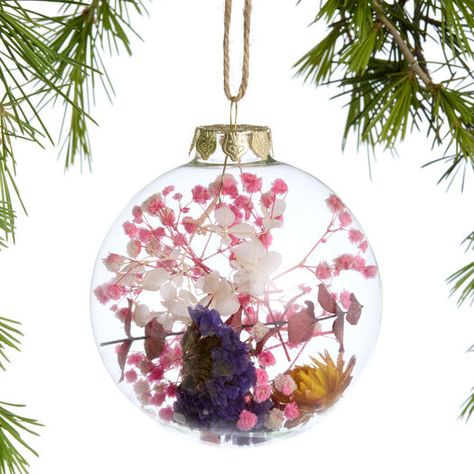 Dried Flowers Glass Ball Ornament by World Market Glass Ball Ornaments, Craps, Ball Ornaments, World Market, Glass Ball, Dried Flowers, Trees, Festival, Christmas Ornaments