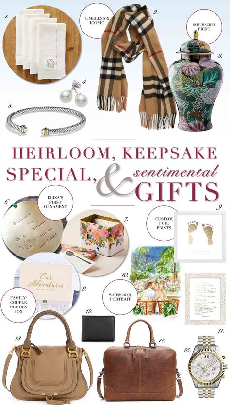 Keepsake and Heirloom Gift Ideas - for Christmas and Other Holidays including home decor, scarves, and other sentimental gifts. #giftguide #giftideas #giftsforhim #christmasgifts #christmasgiftideas Sentimental Gift Ideas, Leather Work Bag, Wedding Logo Design, Heirloom Gifts, Online Logo Design, Christmas Projects Diy, Nightlife Travel, Christmas Gift Box, Monogram Design