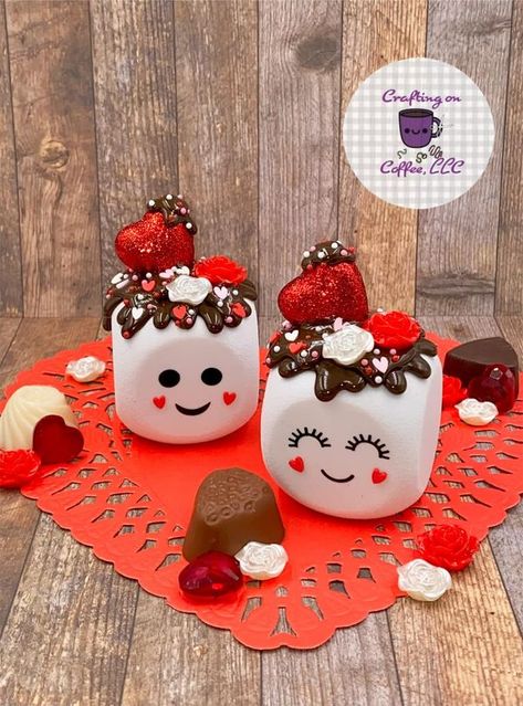 DO YOU LOVE TO BAKE THE FAKE !!!! | Just restocked our romantic Valentine “Marshmallow Friends” | Facebook Puppy Decor, Marshmallow Crafts, Hot Chocolate Gifts, Fake Bake, Romantic Valentine, Coffee Gifts, Chocolate Gifts, Tiered Tray Decor, Valentine Decorations