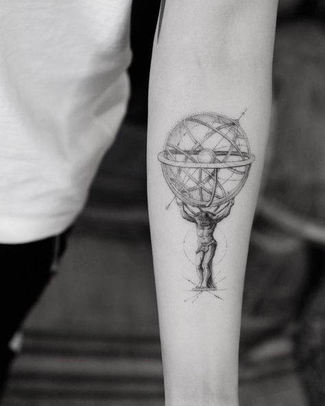 Doctor Woo on Instagram: “The weight of the world 🌐💪🏼 done awhile back in NY #hideawayatsuitex #slimneedle” Geometric Tattoo Music, Dr Woo Tattoo, Atlas Tattoo, Pocket Watch Tattoos, Dr Woo, Tattoo Photography, Weight Of The World, Watch Tattoos, Tattoo Artwork