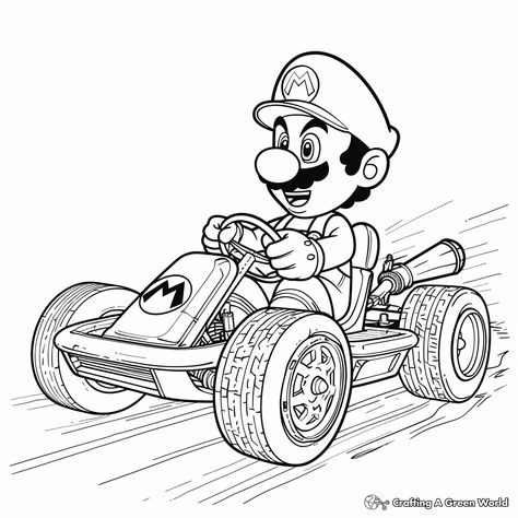 Mario Kart Coloring Pages, Mario Coloring, Easy Teacher Gifts, Super Mario Coloring Pages, Go Kart Tracks, Mario Coloring Pages, Kindergarten Coloring Pages, Color Sheets, Pop Art Canvas