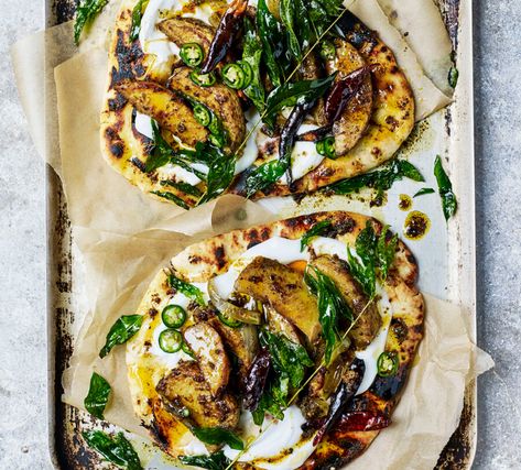 Curry Butter Roasted Celeriac with Yoghurt & Crispy Curry Leaves | MiNDFOOD Celeriac Recipes, Roasted Celery, Roast Celeriac, Celery Root, Veggie Dinner, Veggie Delight, Vegan Main Dishes, Bbc Good Food Recipes, Curry Leaves