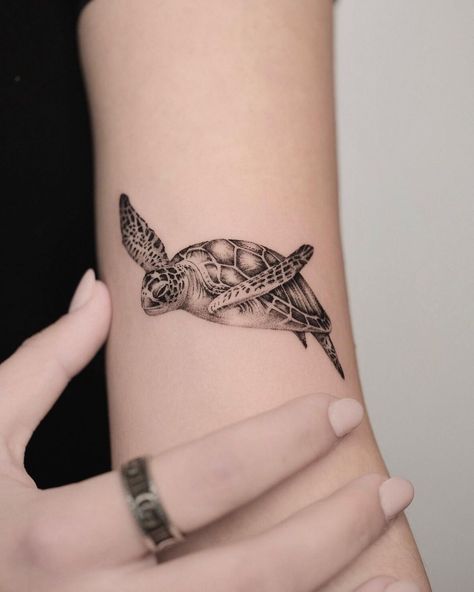 22 Snappy Sea Turtle Tattoos Guaranteed To Make A Splash Simple Sea Turtle Tattoo, Sea Themed Tattoos, Sea Creature Tattoo, Sea Turtle Tattoos, Sand Dollar Tattoo, Turtle Tattoos, Black Line Tattoo, Sea Turtle Tattoo, Turtle Tattoo Designs