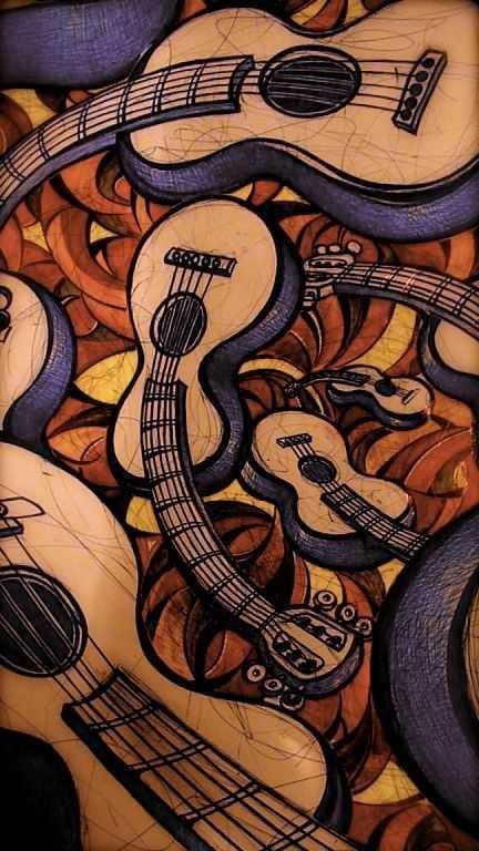 guitars Wallpaper Guitar, Guitar Wallpaper, Guitar Artwork, Art Musical, Jazz Art, Guitar Painting, Music Artwork, Musical Art, Music Images