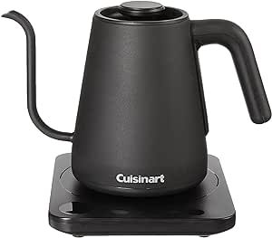 Cuisinart GK-1 Digital Goose Neck Kettle, Precision Gooseneck Spout Designed for Precise Pour Control that Holds 1-Liter, 1200-Watt Allows for Quick Heat Up, Stainless Steel,Black Pour Over Kettle, Gooseneck Kettle, Stainless Steel Kettle, Water Kettle, Pour Over Coffee, Tea Kettle, Glass Ceramic, Electric Kettle, Ergonomic Handle