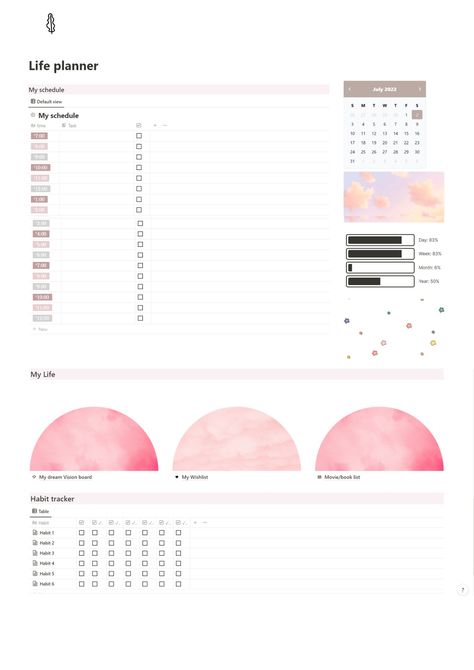 Notion Hourly Schedule Template, Notion Schedule Template Free, Notion Template Habit Tracker, Notion Habit Tracker Template, Habit Tracker Notion, Notion Habit Tracker, Student Planner Organization, Notion Images, Notion Library