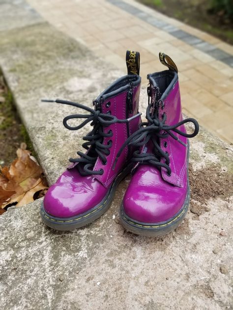 Doc Martens Patent, Purple Boots, Martens Boots, Doc Martens, Rock Style, Dr. Martens Boots, Patent Leather, Combat Boots, Boots