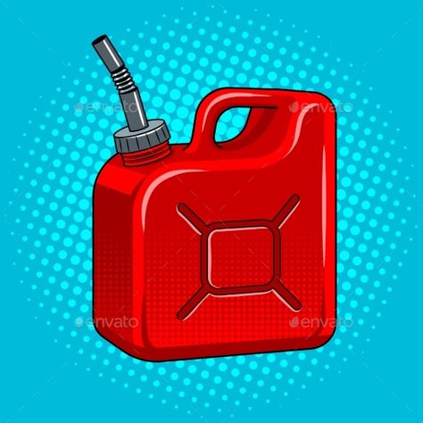 Gasoline Jerrycan Pop Art Vector Illustration Gasoline Can Drawing, Gasoline Tattoo, Manta Tattoo, Tea Cup Drawing, Key Drawings, Pop Art Vector, Idea Drawing, Retro Vector Illustration, Art Vector Illustration