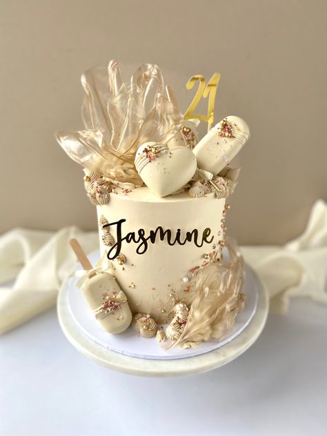 Neutral 30th Birthday Party, Neutral Birthday Cake, Classy 21st Birthday Cake, Classy 21st Birthday, 21st Bday Cake, 2 Tier Cake, 21st Cake, 21st Birthday Decorations, 21st Birthday Cakes