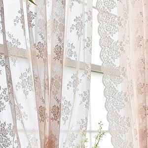 Black Lace Curtains, Sheer Lace Curtains, Black Sheer Curtains, Girls Room Curtains, Pink Sheer Curtains, Girls Bedroom Curtains, Vintage Lace Curtains, Lace Curtain Panels, Lace Window