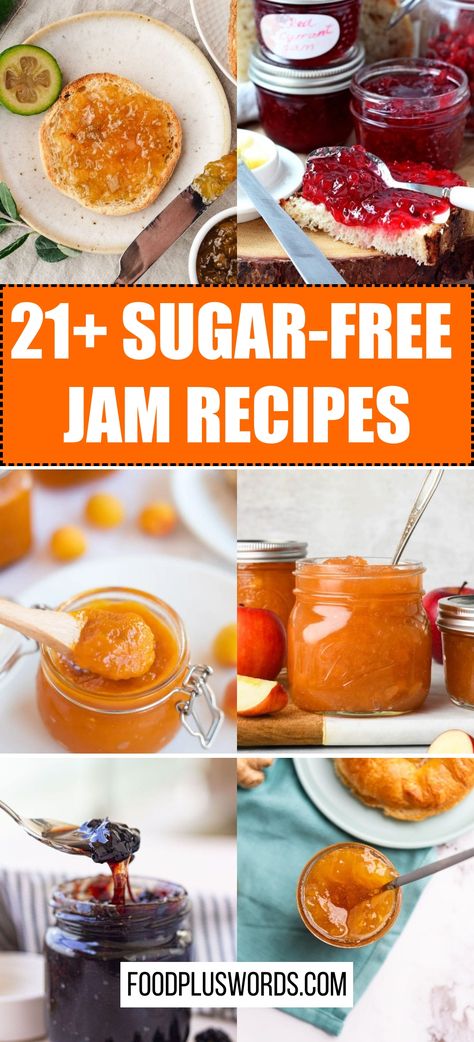 21+ Sugar-Free Jam Recipes Sugarless Jam Recipes, Sugar Free Jams And Jellies, Keto Jam Recipes, Sugar Free Jelly Recipes, Sugar Free Jam Recipes For Canning, Sugar Free Plum Jam Recipe, Sugar Free Peach Jam Recipe, Sugar Free Peach Jam, Sugar Free Freezer Jam