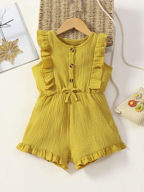 Knot Button, Dress Anak, Girl Dress Pattern, Toddler Romper, Dresses Kids Girl, Toddler Girl Outfits, Toddler Fashion