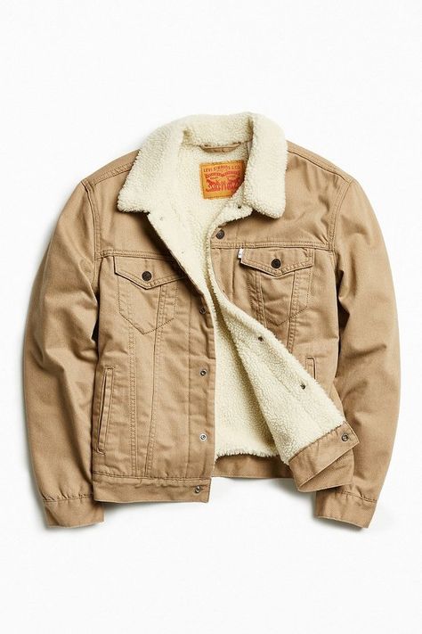 Levi's Levi's Flannel Sherpa Trucker Jacket Sherpa Trucker Jacket Outfit, Trucker Jacket Outfit, Tan Denim Jacket, Trucker Jacket Men, Sherpa Trucker Jacket, Men Coat, Men Stylish Dress, Coat Men, Jewelry Summer