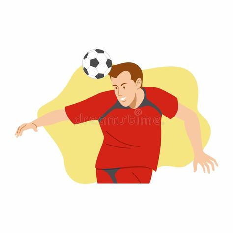 Illustration about Football player in red uniforms strikes the ball with the head. Soccer forward position. Illustration of goal, energy, attack - 220412251 Head Soccer, About Football, Football Player, Flat Illustration, The Head, Football Players, Stock Vector, Vector Illustration, Soccer