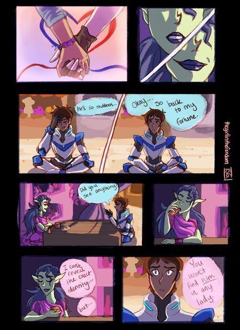 Welcome to my Art Blog — Fortune Teller AU because Lance is a hopeless... Klance Family Au, Klance Family, Klance Au, Shiro Voltron, Klance Comics, Voltron Funny, Voltron Comics, Voltron Ships, Voltron Fanart