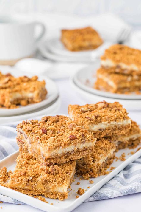 Butterscotch Cheesecake Bars, Butterscotch Treats, Butterscotch Cheesecake, Apple Pie Cheesecake Bars, Pecan Monkey Bread, Butterscotch Recipes, Butterscotch Bars, Cheesecake Bars Easy, Simply Stacie