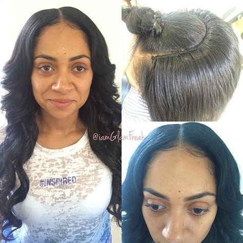 45+ Amazing Middle Part Sew In Hairstyles - Curly Girl Swag Glam Curls, Center Part Hairstyles, Curly Hair Sew In, Sew In Braids, Middle Part Sew In, Middle Part Hairstyles, Sew In Hairstyles, Loose Waves Hair, Quick Weave Hairstyles