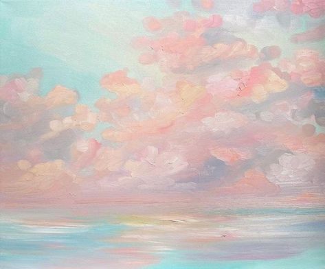 Pastel Artist Aesthetic, Pastel Paintings Aesthetic, Pink And Blue Sky Painting, Pastel Cover Photo, Dreamy Pastel Aesthetic, Pastel Clouds Painting, Pastel Landscape Background, Pastel Core Aesthetic, Pastel Pink And Blue Aesthetic