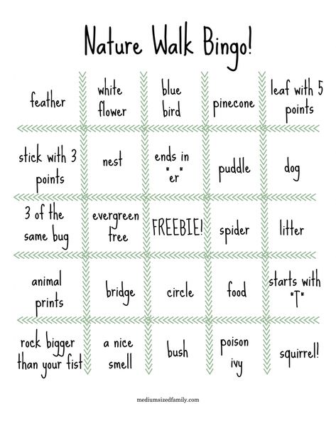 Nature Walk Bingo For Kids Free Printable PDF, nature walk activities for kids, fun ideas outdoors with children, fun things to do outside with kids, preschoolers, elementary aged kids, bingo card for kids, fun outdoor outside things to do with kids #bingo #naturewalk #naturewalkbingo #outdooractivities Nature Bingo Printable, Nature Walk Activities For Adults, Things To Find On A Nature Walk, Nature Walk Bingo, Things To Do On A Walk, Nature Bingo Printable Free, Bingo For Kids Free Printable, Easy Outdoor Activities For Kids, Recruitment Activities