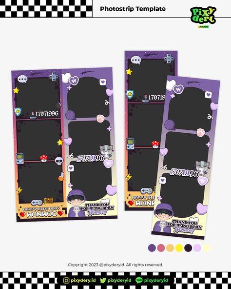 Seventeen Photostrip, Photostrip Design, Photostrip Template, Photo Booth Design, Photobooth Template, Seventeen Wallpaper, Photo Strip, Paper Background Design, Polaroid Frame