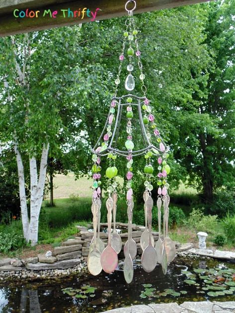 15 Beautiful Reasons Why You Should Remove Your Old Lampshades | Hometalk Button Lampshade, Geometric Lampshade, Diy Stock Tank, Lampshade Frame, Wind Chimes Homemade, Summer Planter, Wind Chimes Craft, Antique Candle Sticks, Donation Box