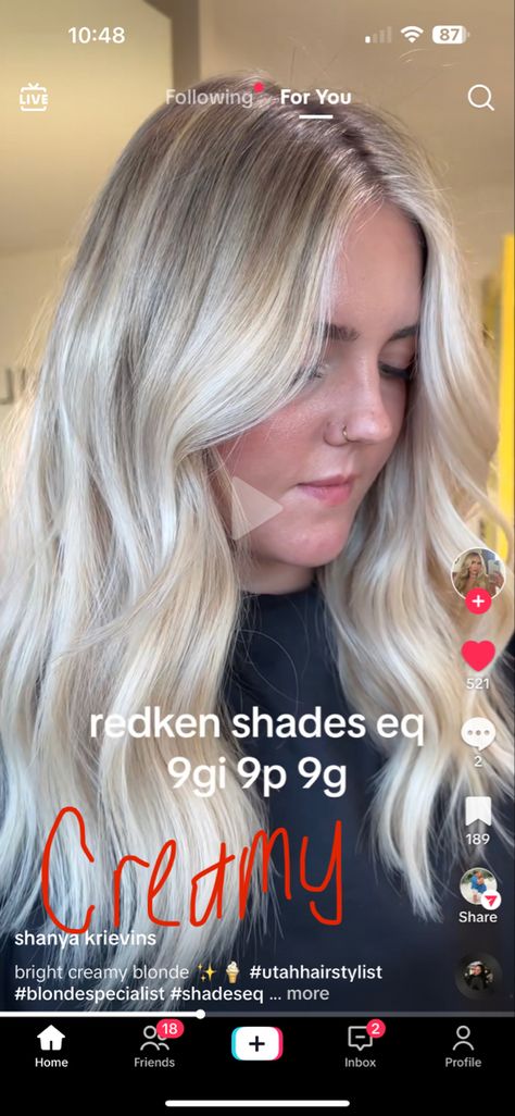 Redken Shades, Creamy Blonde, Redken Shades Eq, Blonde Tones, Shades Of Blonde, Mirror Mirror, Hair Goals, Hair Inspo, Toner