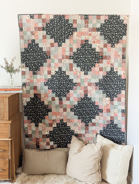 Amy Mogren @ritualquiltcompany is on the blog today with her latest make featuring our new A Walk on the Praire collection! 🩷⁠ ⁠ This quilt that uses a wide variety of the beautifully nostalgic prints from the collection. Amy used the General Store Quilt pattern from her Cabin Series quilt patterns.  Visit our blog for a close up look at this extra cozy quilt and for a link to the pattern in Amy's shop! Scrappy Irish Chain, Scrappy Binding, Irish Chain Quilt Pattern, Prairie Design, Modern Prairie, Melissa Gilbert, Strip Piecing, Bag Accessories Diy, Deep River