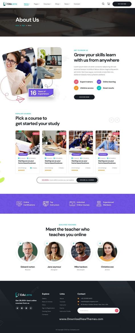 Free responsive HTML5 template for education courses, training centers, online learning, and educational institutions. #education #courses #training #elearning . #Best_Ux_Design #Web_Design_Courses #Website_Course #About_Us_Page_Design Education Website Design Inspiration, About Us Page Web Design, E Learning Website Design, Web Design School, Learning Website Design, Website Course, About Us Page Design, Online Website Design, Ebook Template Design