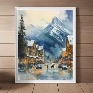 Banff Painting, Canada Art Print, Canadian Rockies Artwork, Landscape Wall Art, Alberta Travel Poster, Travel Gift Instant Digital Download Banff Painting, Alberta Travel, Artwork Landscape, Banff Canada, Mountain Art Print, Poster Travel, Canadian Rockies, Landscape Wall, Landscape Wall Art