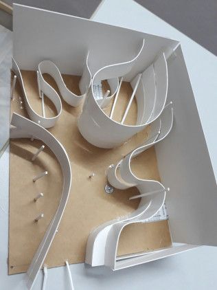 Dynamic Architecture Concept Ideas, Rhythm Architecture Concept, Concept Ideas Architecture Inspiration, Linear Form Architecture, Fluid Architecture Concept, Shapes In Architecture, Exhibition Hall Design, Paper Model Architecture, Dynamic Architecture