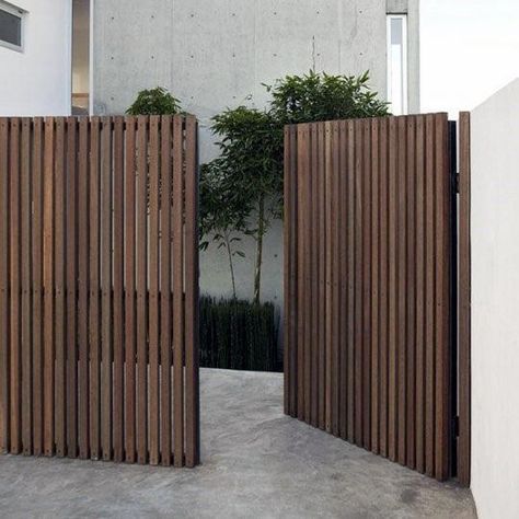 Top 40 Best Wooden Gate Ideas - Front, Side And Backyard Designs Pagar Modern, Wooden Gate Designs, Pool House Cabana, Well House, Backyard Gates, Garden Gate Design, Wooden Gate, Fence Gate Design, Modern Gate