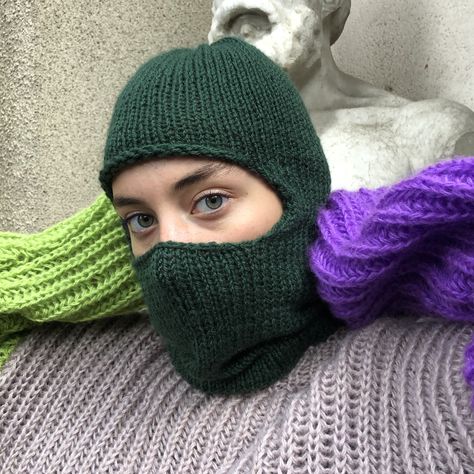 Handmade knitted balaclava - winter hat - helmet face mask Handmade Mask, Knitted Balaclava, Knit Ideas, Baby Hats Knitting, Full Face Mask, Ski Mask, Knitting Gift, Bag Crochet, Knit Outfit