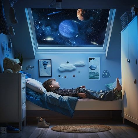 "Stargazing Indoors Adventure: A young #dreamer lies in bed, gazing through a skylight at a starry night sky. #child #stargazing #skylight #bedroom #universe #aiart #aiphoto #stockcake ⬇️ Download and 📝 Prompt 👉 https://stockcake.com/i/stargazing-indoors-adventure_633158_192538" Skylight Bedroom, Moon Sea, Sea Flowers, Abstract Fashion, A Starry Night, Starry Night Sky, Night Sky, Night Skies, Free Stock Photos