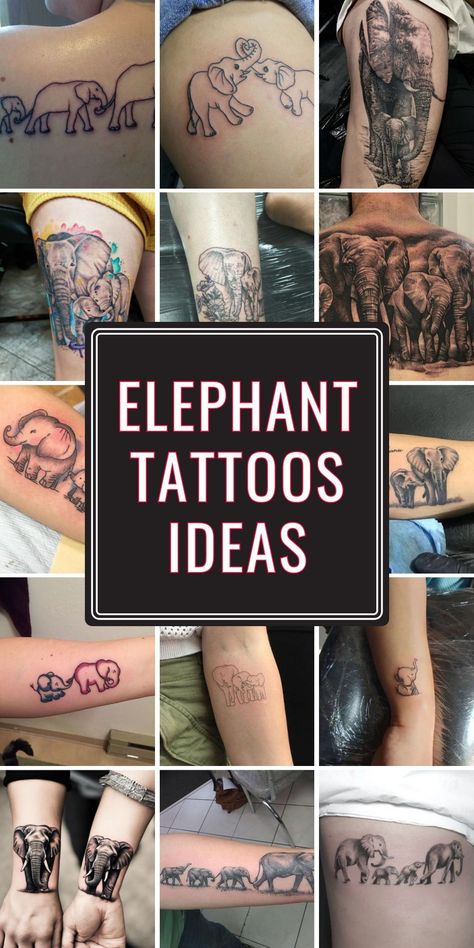 Cute and minimal elephant tattoos ideas for mom and baby or mother and son bonding moments Mommy And Me Elephant Tattoo, Mom And Son Tattoo Ideas Elephant, Mother Daughter Tattoos Elephant Small, Elephant And Flowers Tattoo Design, Elephant Tattoos Mom And Baby, Small Tattoo For Mom, Mama Elephant Tattoo, Elephant Tattoos Family, Mama And Baby Elephant Tattoo