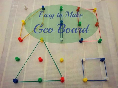 Learning Shapes with Rubber Bands | Fun With Kids Geo Board, Baby Development Activities, Fun With Kids, Shapes Preschool, Learning Shapes, Board For Kids, Band Kid, Development Activities, Kids Learning Activities