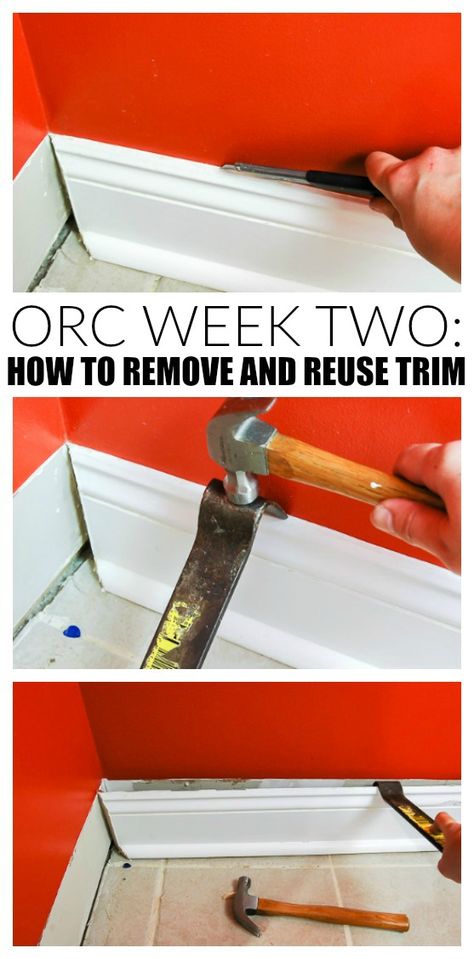 One Room Challenge Week Two: How to Remove and Reuse Trim Removing Baseboard Trim, Remove Door Trim, How To Remove Trim From Walls, How To Remove Trim Around A Door, How To Repair Damaged Door Trim, Bookcase Window, Cleaning Tips Tricks, Clean Your Oven, Laundry Room Doors