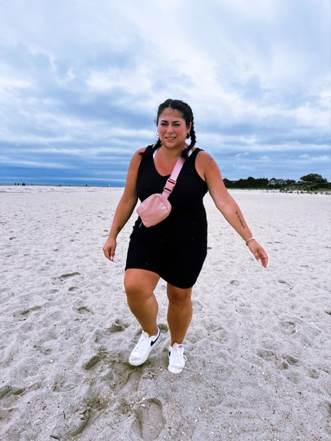 Black dress, little black dress, lululemon belt bag, pink bag, white sneakers, hair inspo, braid inspo, cape may, cute outfit, summer hair Pink Belt Bag Outfit, Lululemon Belt Bag Pink, Pink Belt Bag, Belt Bag Outfit, Lululemon Belt Bag, Pink Belt, Cape May, Summer Hair, Tennis Dress