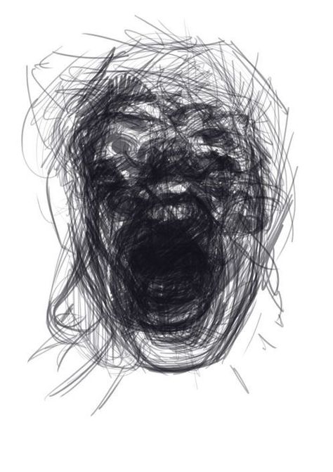 Screaming Face Drawing, Screaming Drawing, Screaming Face, Bilik Permainan, Scream Art, Le Cri, Drawing Faces, Charcoal Art, Dark Art Drawings