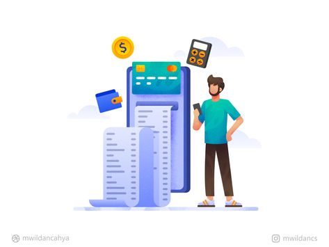 Tracking and manage your expenses Illustration by M Wildan Cahya Syarief Expense Tracker App, Finance Illustration, 2024 Stickers, Money Illustration, Business Expenses, Motion Graphic Design, Finance Icons, Finance App, Bulk Email